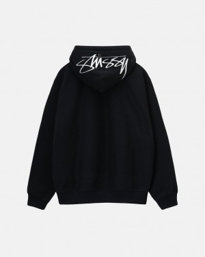Stussy Back Hood Applique Hoodie Hoodie Herren Schwarz Österreich | XGB-5414