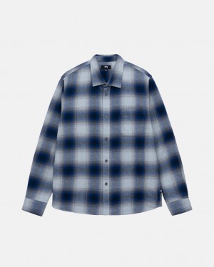Stussy Bay Plaid Shirt Hemdjacken Herren Navy Österreich | IYL-5004