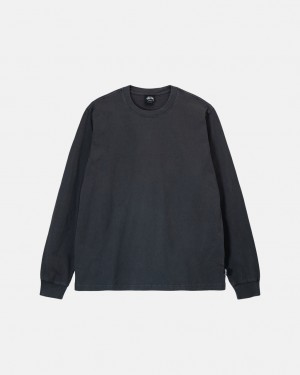 Stussy Heavyweight Pigment Dyed Ls Crew Oberteile Herren Schwarz Österreich | YED-8462