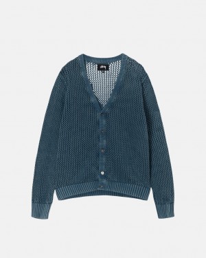 Stussy Loose Gauge Cardigan Pullover Damen Blau Österreich | RTD-3959