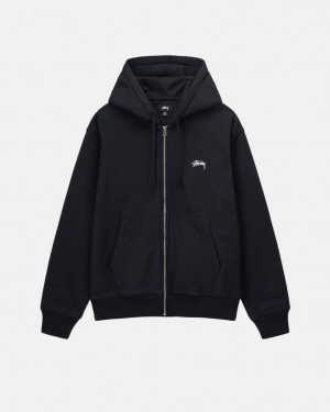 Stussy Stock Logo Zip Hoodie Hoodie Herren Schwarz Österreich | MOA-8829