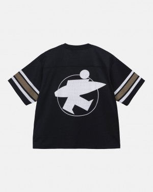 Stussy Surfman Mesh Football Jersey Oberteile Damen Schwarz Österreich | NNM-2531