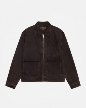 Stussy Zip Arbeits Jacket Denim Denim Damen Schwarz Österreich | EFM-6691