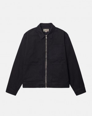 Stussy Zip Arbeits Jacket Overdyed Jacken Damen Schwarz Schwarz Österreich | NBO-4135